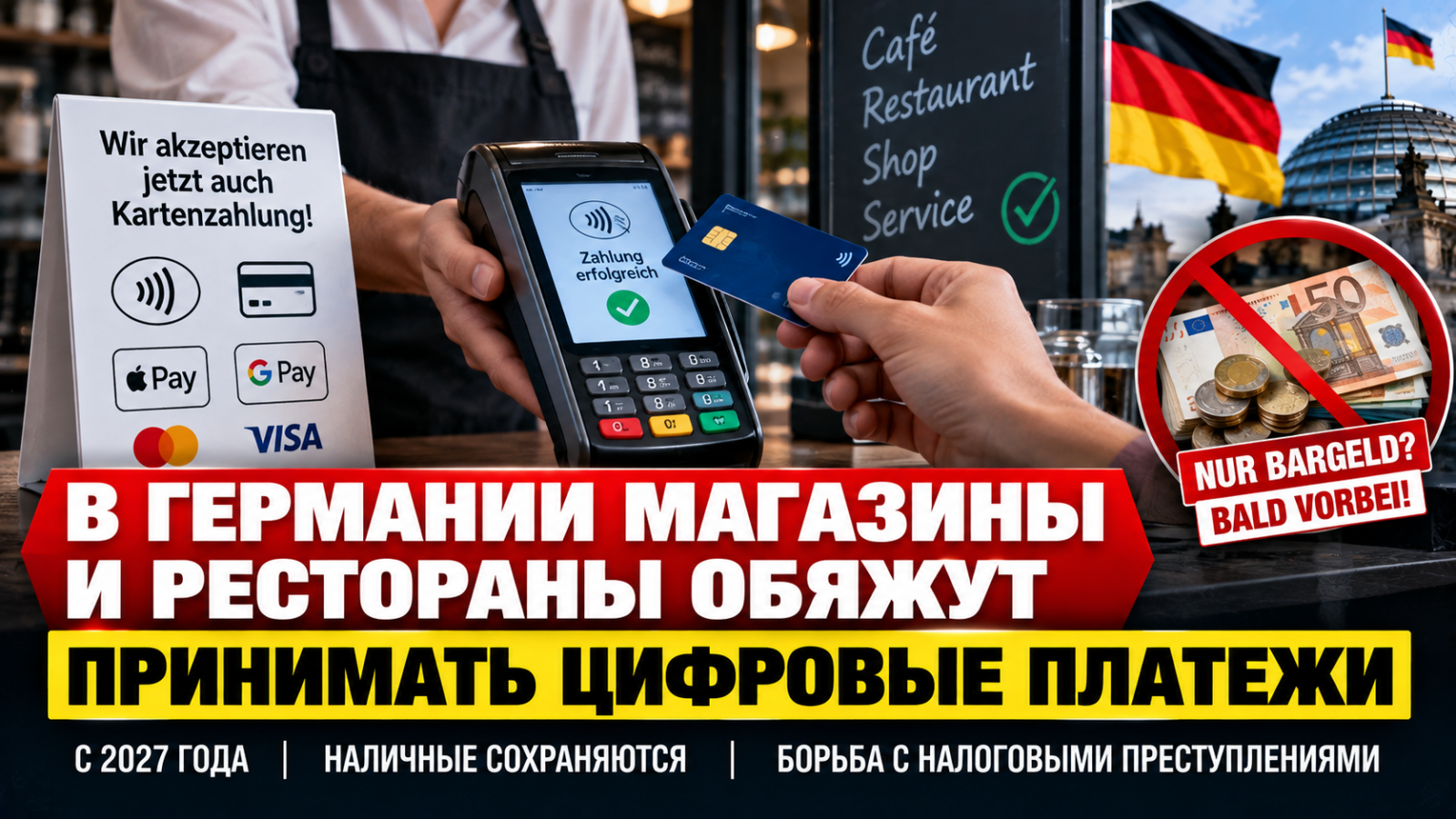 «Только наличные» могут исчезнуть: Германия готовит обязательную цифровую оплату с 2027 года