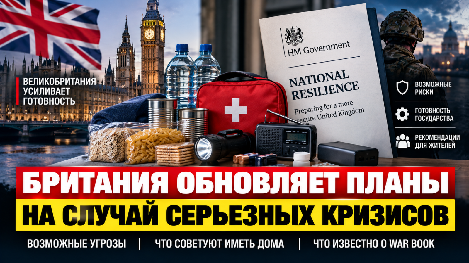 Британия обновляет планы на случай войны: жителям советуют иметь дома воду, еду и аварийный набор