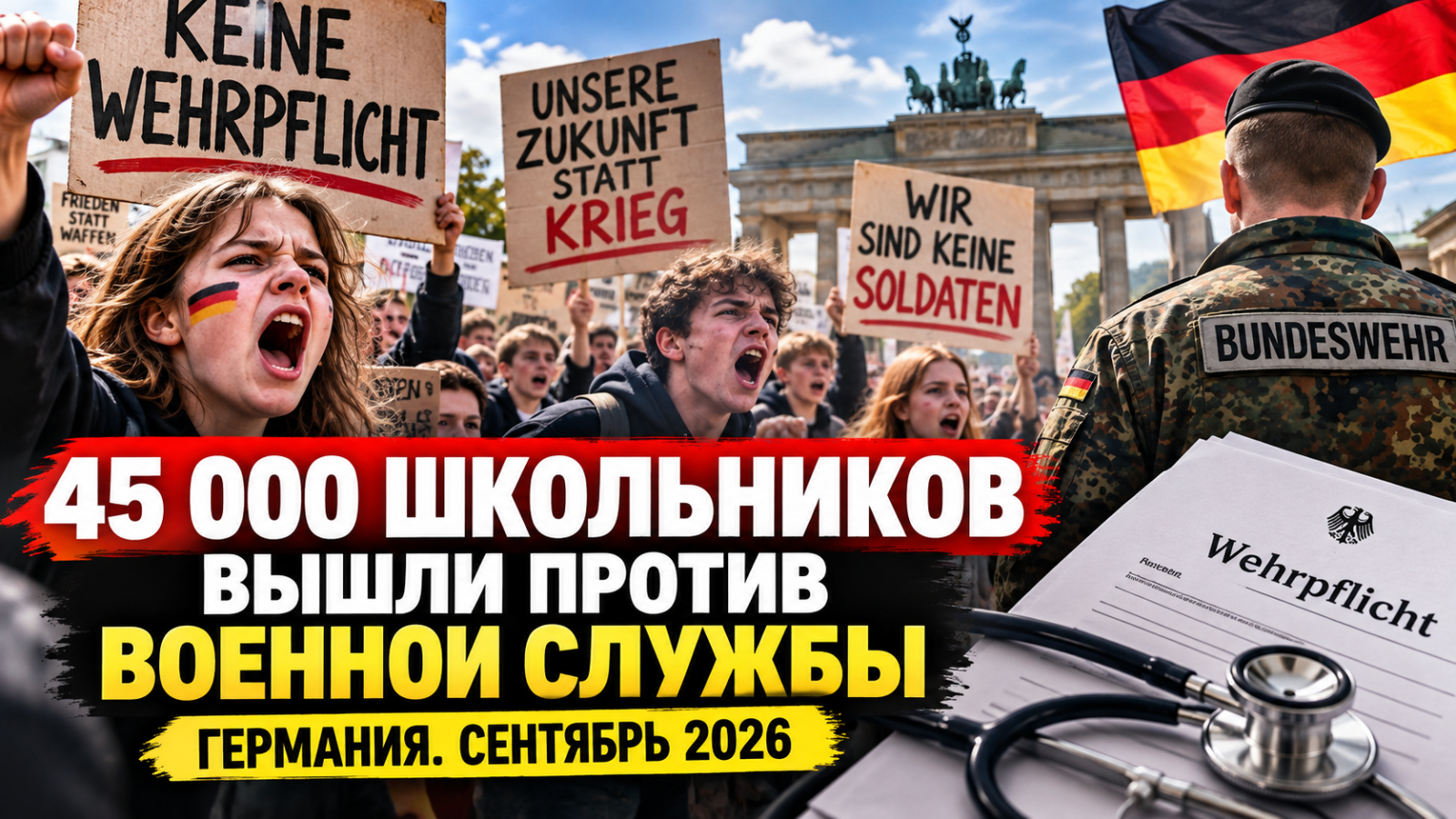 «Ваша война — без нас»: десятки тысяч школьников вышли против военной службы в Германии