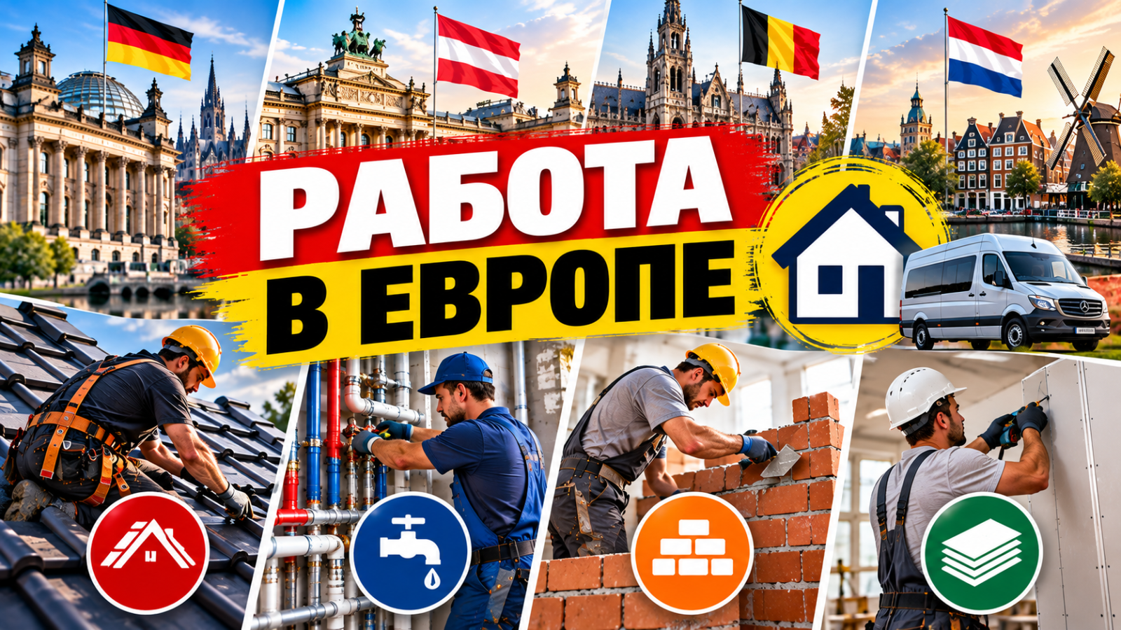 Работа в Европе для украинцев и граждан СНГ — строительные вакансии с бесплатным жильём