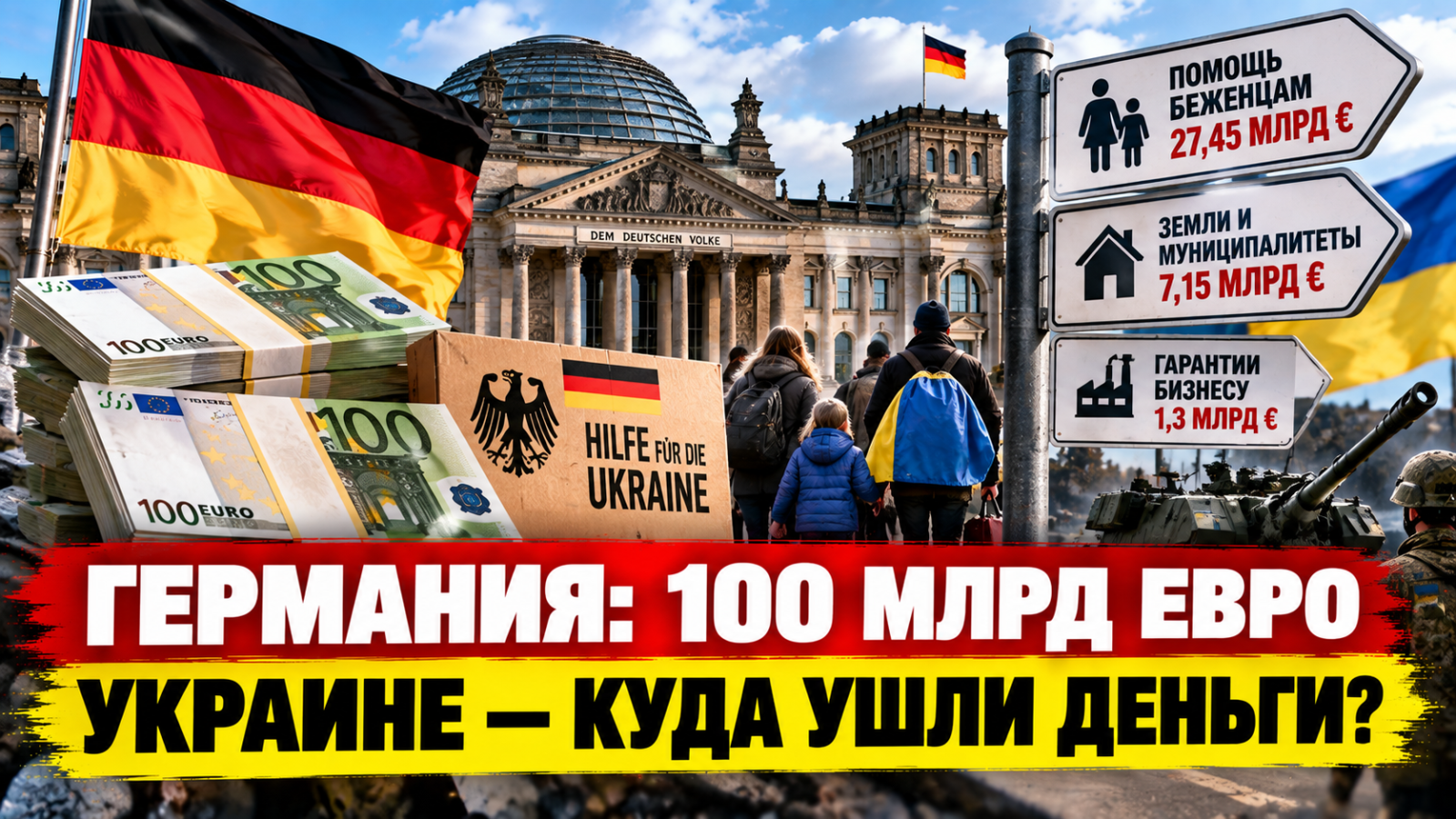 Германия заявила о 100 млрд евро помощи Украине, но непосредственно Украине досталось около 42 млрд — исследование